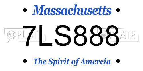 7LS888 Massachusetts License Plate