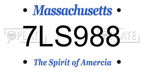 7LS988 Massachusetts License Plate