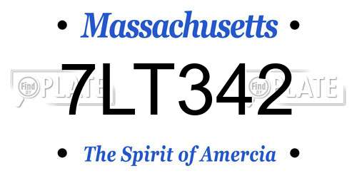 7LT342 Massachusetts License Plate