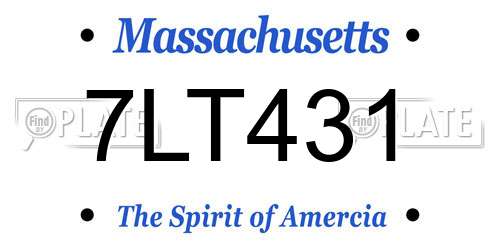 7LT431 Massachusetts License Plate