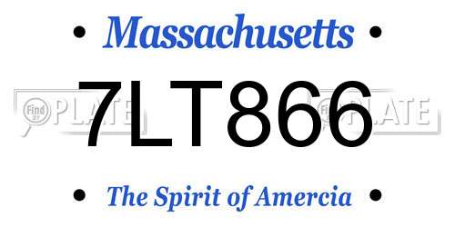 7LT866 Massachusetts License Plate