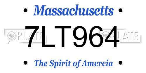 7LT964 Massachusetts License Plate