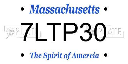 7LTP30 Massachusetts License Plate