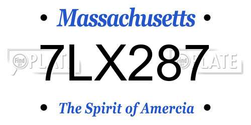 7LX287 Massachusetts License Plate