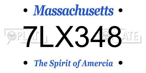 7LX348 Massachusetts License Plate