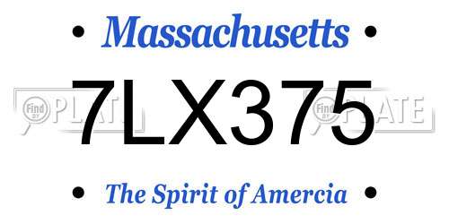 7LX375 Massachusetts License Plate