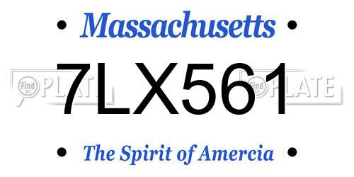 7LX561 Massachusetts License Plate