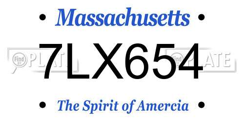 7LX654 Massachusetts License Plate