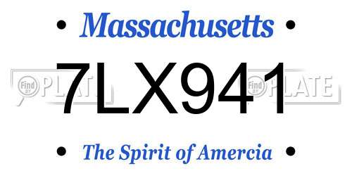 7LX941 Massachusetts License Plate