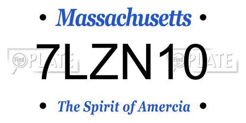 7LZN10 Massachusetts License Plate