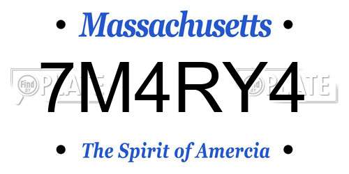 7M4RY4 Massachusetts License Plate