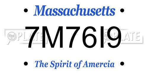 7M76I9 Massachusetts License Plate