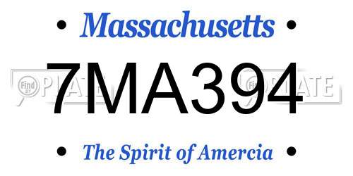 7MA394 Massachusetts License Plate