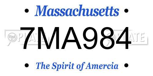 7MA984 Massachusetts License Plate