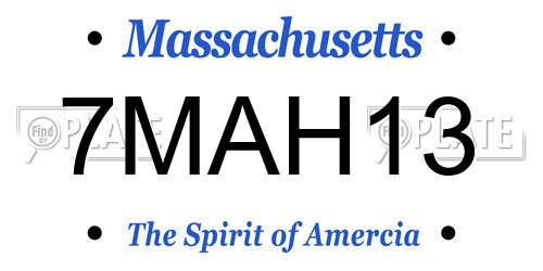 7MAH13 Massachusetts License Plate