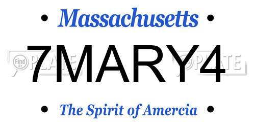 7MARY4 Massachusetts License Plate