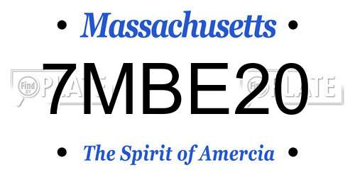 7MBE20 Massachusetts License Plate