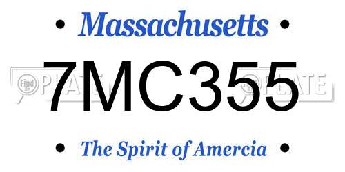 7MC355 Massachusetts License Plate