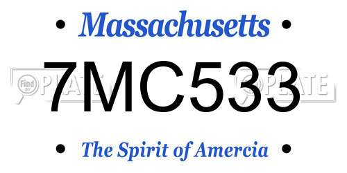 7MC533 Massachusetts License Plate
