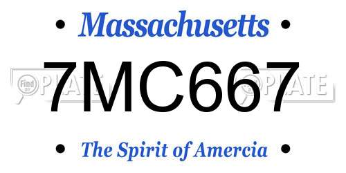 7MC667 Massachusetts License Plate