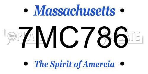 7MC786 Massachusetts License Plate