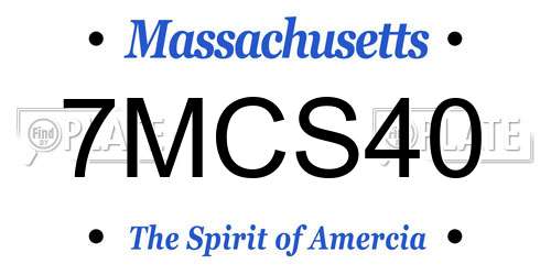 7MCS40 Massachusetts License Plate