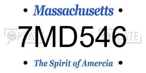 7MD546 Massachusetts License Plate