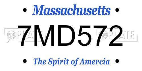 7MD572 Massachusetts License Plate