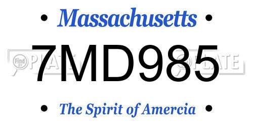 7MD985 Massachusetts License Plate