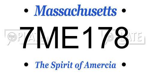 7ME178 Massachusetts License Plate