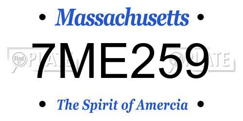 7ME259 Massachusetts License Plate