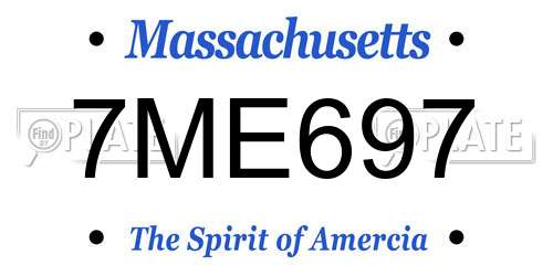 7ME697 Massachusetts License Plate