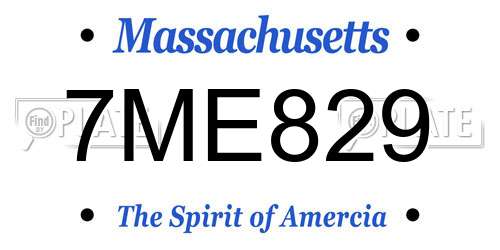 7ME829 Massachusetts License Plate