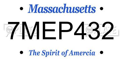 7MEP432 Massachusetts License Plate