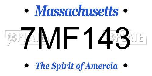 7MF143 Massachusetts License Plate
