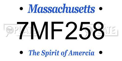 7MF258 Massachusetts License Plate