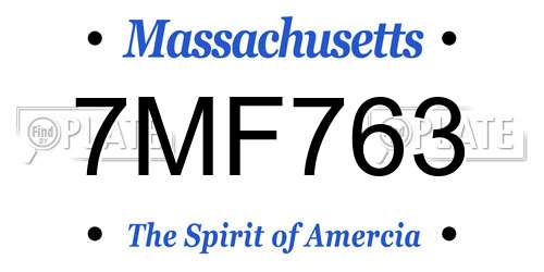 7MF763 Massachusetts License Plate