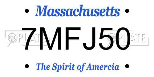 7MFJ50 Massachusetts License Plate