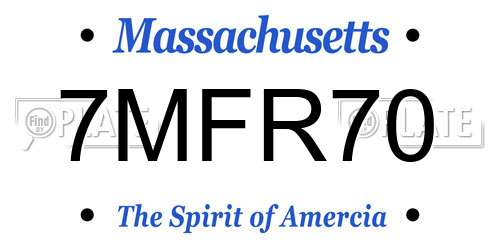 7MFR70 Massachusetts License Plate