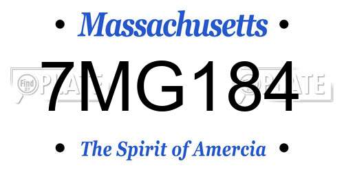 7MG184 Massachusetts License Plate