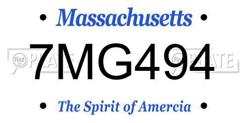7MG494 Massachusetts License Plate