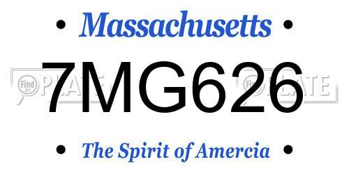 7MG626 Massachusetts License Plate