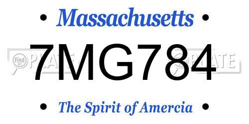 7MG784 Massachusetts License Plate