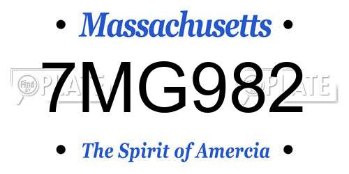 7MG982 Massachusetts License Plate