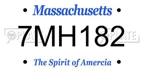 7MH182 Massachusetts License Plate