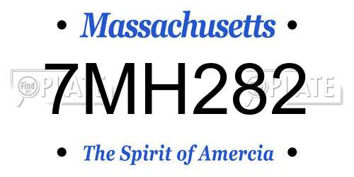 7MH282 Massachusetts License Plate