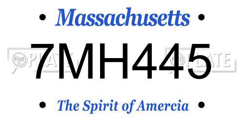 7MH445 Massachusetts License Plate