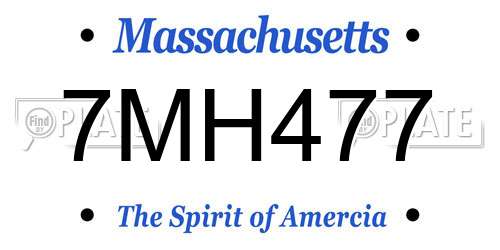 7MH477 Massachusetts License Plate
