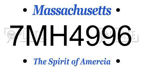 7MH4996 Massachusetts License Plate