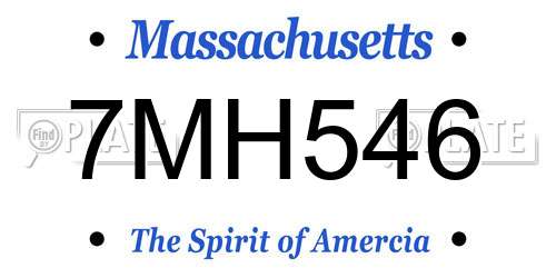 7MH546 Massachusetts License Plate